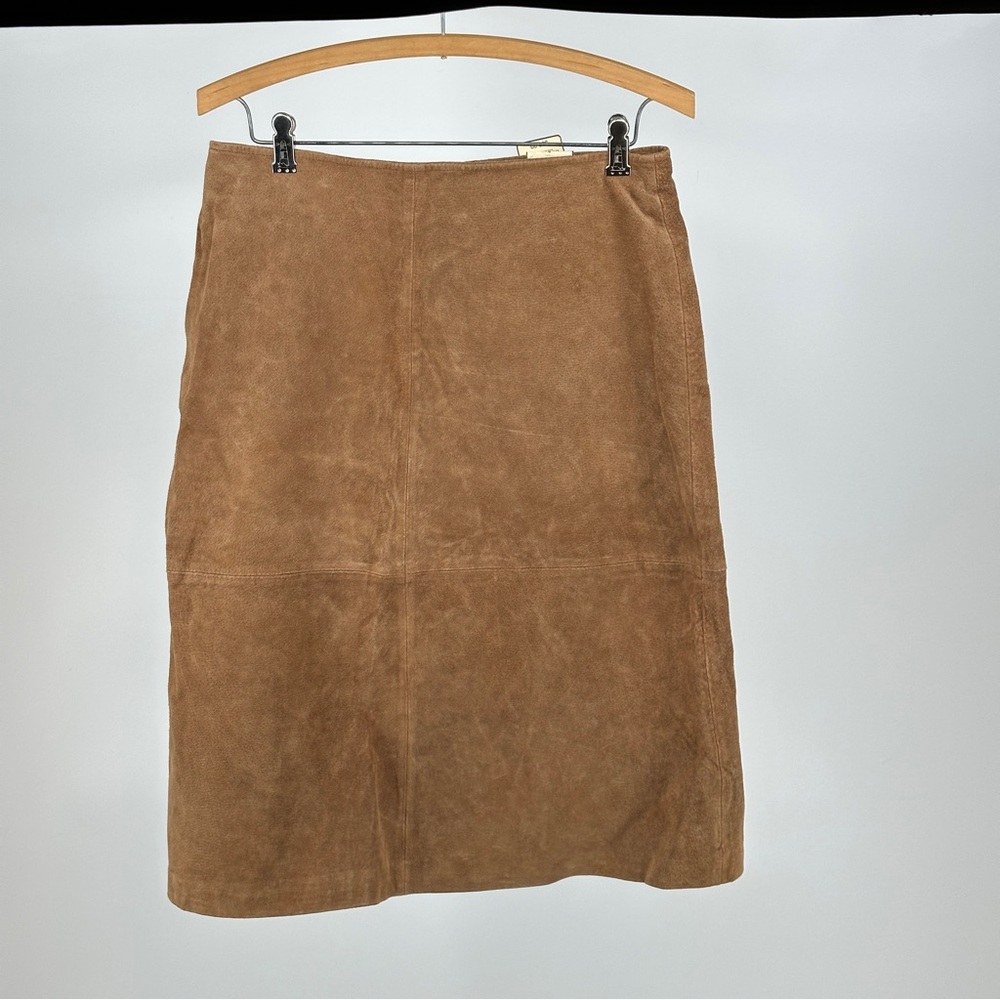 Women’s St. John's Bay‎ Tan Suede A-Line Skirt Size 8 Preppy Old Money Classic